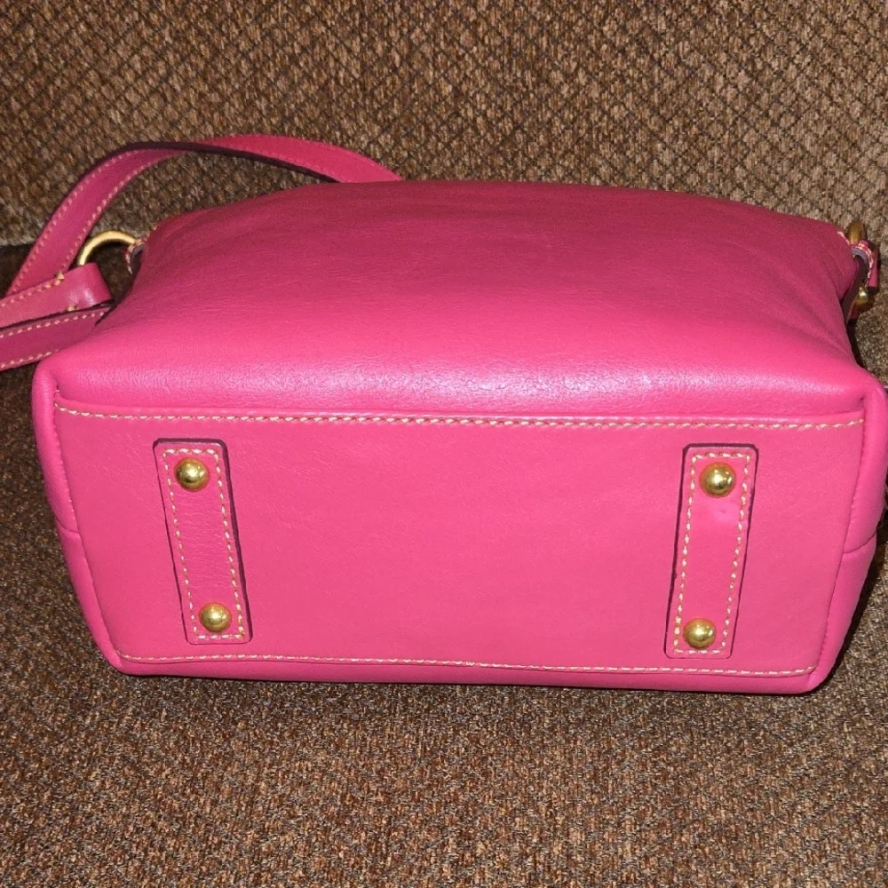 Dooney & Bourke Selina Fuchsia Florentine Leather Crossbody Bag - Picture 4 of 16
